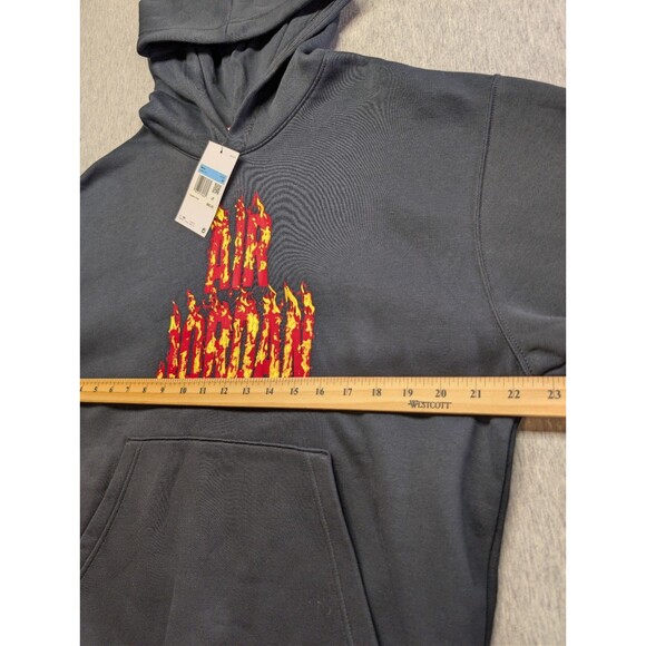 New Nike Air Jordan AJ5 Fire Graphic Fleece Pullover Mens Hoodie Size Medium - Picture 5 of 7